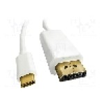 Cablu DisplayPort mufa, USB C mufa, DisplayPort 1.2, HDCP, USB 3.0, lungime 2m, {{Culoare izolaţie}}, QOLTEC - 50413