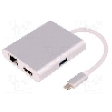 Cablu HDMI soclu, RJ45 soclu, USB A soclu, USB C mufa, USB C Power Delivery, USB 3.0, USB 3.1, lungime 200mm, {{Culoare izolaţie}}, QOLTEC - 50409