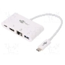 Cablu HDMI soclu, RJ45 soclu, USB A soclu, USB C mufa, USB C Power Delivery, USB 3.0, lungime 0.15m, {{Culoare izolaţie}}, Goobay - 62105