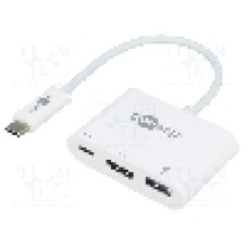 Cablu HDMI soclu, USB A soclu, USB C mufa, USB C Power Delivery, USB 3.0, lungime 0.15m, {{Culoare izolaţie}}, Goobay - 62104