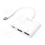 Cablu HDMI soclu, USB A soclu, USB C mufa, USB C Power Delivery, USB 3.0, lungime 140mm, {{Culoare izolaţie}}, LOGILINK - UA0258