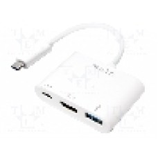 Cablu HDMI soclu, USB A soclu, USB C mufa, USB C Power Delivery, USB 3.0, lungime 140mm, {{Culoare izolaţie}}, LOGILINK - UA0258