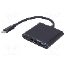 Cablu HDMI soclu, USB A soclu, USB C mufa, USB C Power Delivery, USB 3.1, lungime 0.2m, {{Culoare izolaţie}}, QOLTEC - 50430