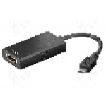 Cablu HDMI soclu, USB B micro mufa, USB 2.0, lungime 0.06m, negru, Goobay - 31962