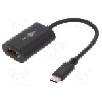 Cablu HDMI soclu, USB C mufa, USB 3.0, lungime 0.2m, negru, Goobay - 38532