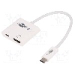 Cablu HDMI soclu, USB C mufa, USB C Power Delivery, USB 3.0, lungime 0.15m, {{Culoare izolaţie}}, Goobay - 62110