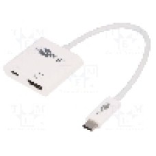 Cablu HDMI soclu, USB C mufa, USB C Power Delivery, USB 3.0, lungime 0.15m, {{Culoare izolaţie}}, Goobay - 62110