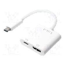 Cablu HDMI soclu, USB C mufa, USB C Power Delivery, USB 3.0, lungime 140mm, {{Culoare izolaţie}}, LOGILINK - UA0257