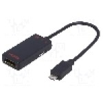 Cablu HDMI soclu, port micro USB B, USB B micro mufa, Slim Port, lungime 150mm, {{Culoare izolaţie}}, QOLTEC - 50539