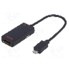 Cablu HDMI soclu, port micro USB B, USB B micro mufa, Slim Port, lungime 150mm, {{Culoare izolaţie}}, QOLTEC - 50539