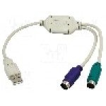 Cablu PS/2 soclu x2, USB A mufa, USB 1.1, lungime {{Lungime cablu}}, alb, LOGILINK - AU0004A