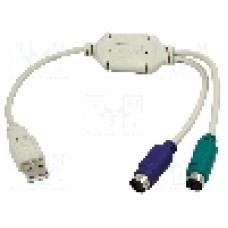 Cablu PS/2 soclu x2, USB A mufa, USB 1.1, lungime {{Lungime cablu}}, alb, LOGILINK - AU0004A