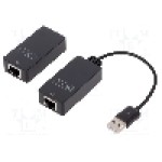 Cablu RJ45 soclu x2, USB A mufa, USB A soclu, USB 1.1, USB 2.0, lungime {{Lungime cablu}}, negru, DIGITUS - DA-70141