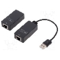 Cablu RJ45 soclu x2, USB A mufa, USB A soclu, USB 1.1, USB 2.0, lungime {{Lungime cablu}}, negru, DIGITUS - DA-70141