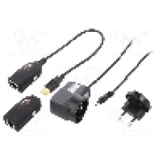 Cablu RJ45 soclu x2, USB A mufa, USB A soclu, USB 1.1, USB 2.0, lungime {{Lungime cablu}}, negru, LOGILINK - UA0178