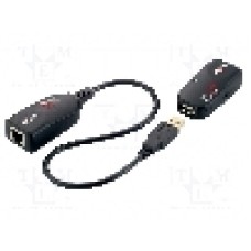 Cablu RJ45 soclu x2, USB A mufa, USB A soclu, USB 1.1, USB 2.0, lungime {{Lungime cablu}}, negru, LOGILINK - UA0207