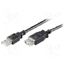 Cablu USB A mufa, USB A soclu, USB 2.0, lungime 0.6m, negru, Goobay - 68625