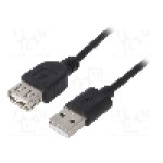 Cablu USB A mufa, USB A soclu, USB 2.0, lungime 1.8m, negru, AKYGA - AK-USB-07
