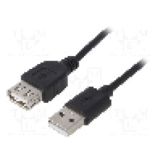 Cablu USB A mufa, USB A soclu, USB 2.0, lungime 1.8m, negru, AKYGA - AK-USB-07