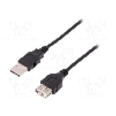 Cablu USB A mufa, USB A soclu, USB 2.0, lungime 1.8m, negru, ASSMANN - AK-300200-018-S