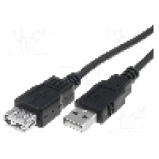 Cablu USB A mufa, USB A soclu, USB 2.0, lungime 1.8m, negru, ASSMANN - AK-300202-018-S