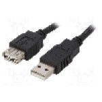 Cablu USB A mufa, USB A soclu, USB 2.0, lungime 1.8m, negru, BQ CABLE - CAB-USB2AAF/1.8-BK