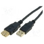 Cablu USB A mufa, USB A soclu, USB 2.0, lungime 1.8m, negru, VCOM - CU202G-B-018-PB