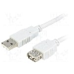 Cablu USB A mufa, USB A soclu, USB 2.0, lungime 2m, gri deschis, BQ CABLE - BQC-USB2AAF/2