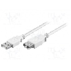 Cablu USB A mufa, USB A soclu, USB 2.0, lungime 3m, alb, Goobay - 96199