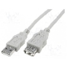Cablu USB A mufa, USB A soclu, USB 2.0, lungime 3m, gri, ASSMANN - AK-300202-030-E