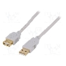 Cablu USB A mufa, USB A soclu, USB 2.0, lungime 3m, gri, BQ CABLE - CAB-USB2AAF/3G-GY