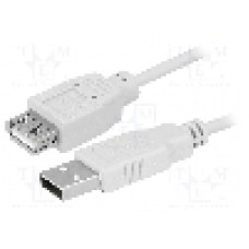 Cablu USB A mufa, USB A soclu, USB 2.0, lungime 3m, gri, LOGILINK - CU0011