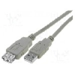 Cablu USB A mufa, USB A soclu, USB 2.0, lungime 3m, gri, VCOM - CU202-030-PB