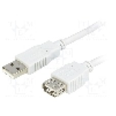 Cablu USB A mufa, USB A soclu, USB 2.0, lungime 3m, gri deschis, BQ CABLE - BQC-USB2AAF/3