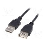 Cablu USB A mufa, USB A soclu, USB 2.0, lungime 3m, negru, AKYGA - AK-USB-19