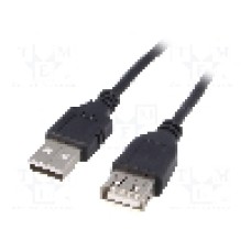 Cablu USB A mufa, USB A soclu, USB 2.0, lungime 3m, negru, AKYGA - AK-USB-19