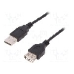 Cablu USB A mufa, USB A soclu, USB 2.0, lungime 3m, negru, ASSMANN - AK-300200-030-S