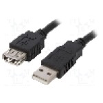 Cablu USB A mufa, USB A soclu, USB 2.0, lungime 3m, negru, BQ CABLE - CAB-USBAAF/3-BK
