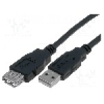 Cablu USB A mufa, USB A soclu, USB 2.0, lungime 3m, negru, VCOM - CU202-B-030-PB