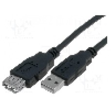 Cablu USB A mufa, USB A soclu, USB 2.0, lungime 3m, negru, VCOM - CU202-B-030-PB