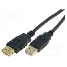 Cablu USB A mufa, USB A soclu, USB 2.0, lungime 3m, negru, VCOM - CU202G-B-030-PB