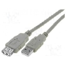 Cablu USB A mufa, USB A soclu, USB 2.0, lungime 5m, gri, VCOM - CU202-050-PB