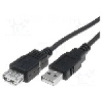 Cablu USB A mufa, USB A soclu, USB 2.0, lungime 5m, negru, ASSMANN - AK-300202-050-S