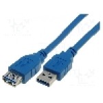 Cablu USB A mufa, USB A soclu, USB 3.0, lungime 1.8m, albastru, VCOM - CU302-018-PB