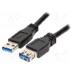 Cablu USB A mufa, USB A soclu, USB 3.0, lungime 1m, negru, LOGILINK - CU0041