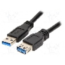 Cablu USB A mufa, USB A soclu, USB 3.0, lungime 1m, negru, LOGILINK - CU0041