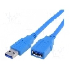 Cablu USB A mufa, USB A soclu, USB 3.0, lungime 2m, albastru, AMPHENOL - TCR-01513-1