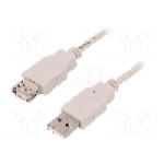 Cablu USB A mufa, USB A soclu, {{Versiune}}, lungime 1.8m, alb, QOLTEC - 52322