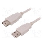 Cablu USB A mufa, USB A soclu, {{Versiune}}, lungime 3m, alb, QOLTEC - 52323