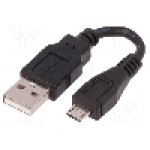 Cablu USB A mufa, USB B micro mufa, USB 2.0, lungime 0.1m, negru, QOLTEC - 50520